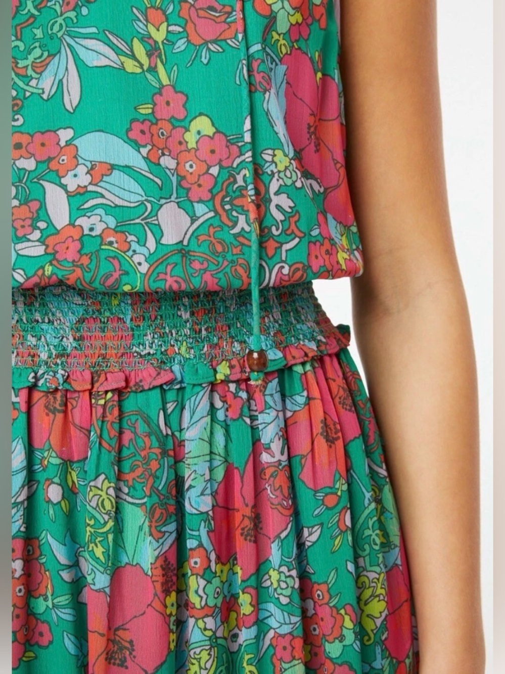 Roller Rabbit Ashbury‎ Floral Frida Maxi Dress Sleeveless Floral Green Sz Large - Picture 4 of 10